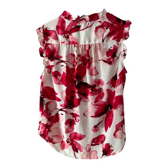 DKNY Red Floral Ruffle Sleeveless Blouse – Size XL - Picture 5 of 6